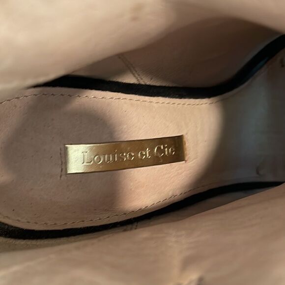 Louise Et Cie Lo-Hestia2 heels open toe booties black suede snake skin 8 - Picture 6 of 9